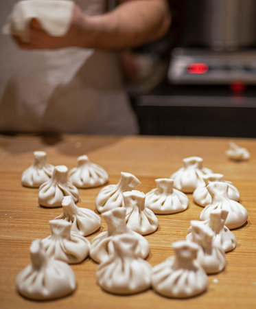 secrets to cook Georgian khinkali in a Georgian restaurant during a pandemic.の写真素材