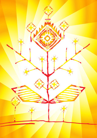illustration ancient tree ornament symbol in culture. Ukrainian culture vectorのイラスト素材