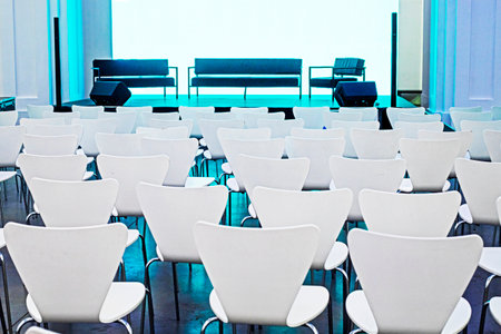 stylish modern conference room with white chairs. horizontalの写真素材