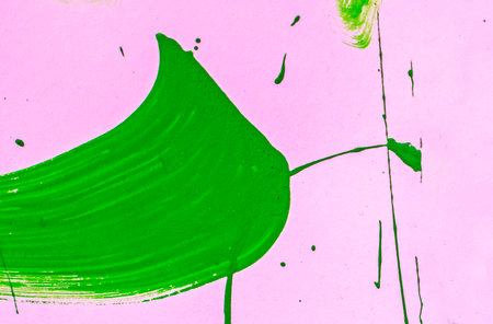 abstract pink background with green strokes painted with a wide brush. horizontalの写真素材