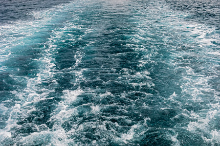 abstract background of the movement of sea water during the movement of the motor in the boatの写真素材