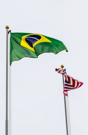 American flag and Brazilian flag. Support for Ukraine and Israel.の写真素材