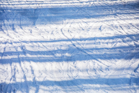 evening ski slope after skiing and snowboarding. Active recreationの写真素材