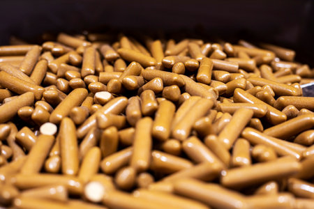 background made of milk chocolate coated jelly candiesの写真素材