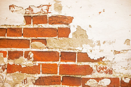 stylish abstract brick surface with plaster. Fashion trends in the interior