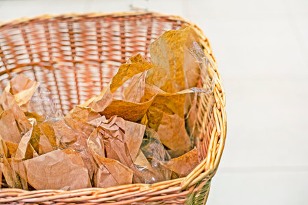 basket with bakery bags from the culinary. Recycling.の写真素材