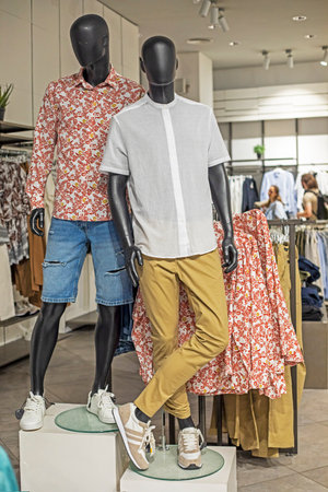 male mannequins in stylish clothes. fashion and styleの写真素材