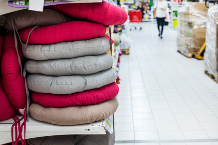 plaids, pillows and blankets in the home departmentの写真素材