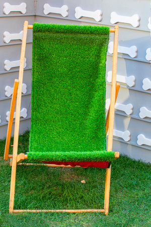 designer chair under a green lawn