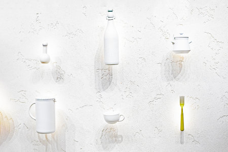 decorative items, dishes on the wallの写真素材