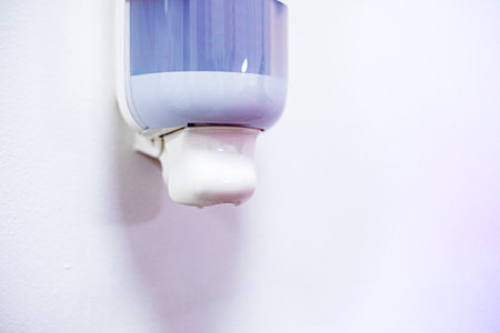 hand sanitizer at the entrance to the premises. Protection against flu, coronavirus and other virusesの写真素材