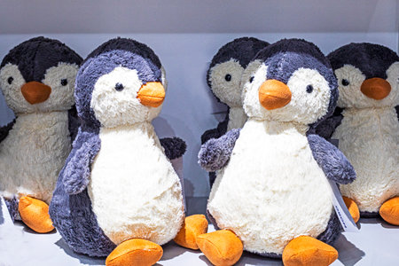 cute soft toy funny penguins. Valentine's Dayの写真素材