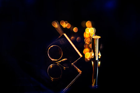 geometric ring on dark backgroundの写真素材