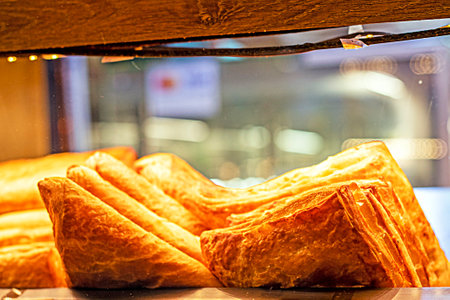 hot puff pastry cookies with puff pastryの写真素材