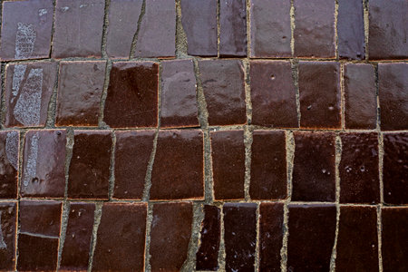 stylish glossy brown mosaic surface in the interiorの写真素材