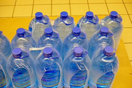 large bottle of drinking water in a supermarket. taking care of your health