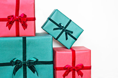 red and green gift wrapping. Boxing Day
