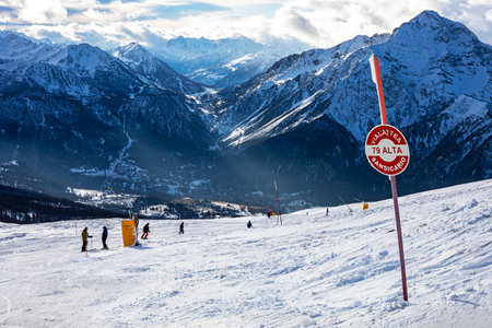 ski trail transit at the resort in the Alpsの写真素材