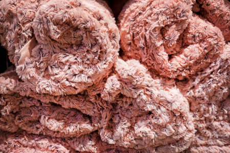 soft cream stylish blankets and bedspreads for interior and homeの写真素材