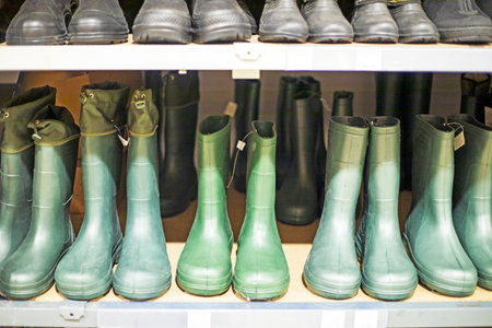 rubber boots for rainy weather, fishingの写真素材