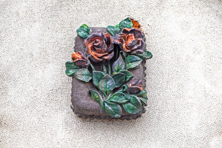sculpture composition of flowers roses on textured background. Interior Elements