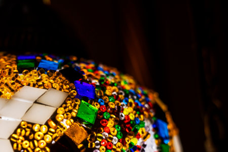 abstract bright geometric stained glass and mosaic patternsの写真素材