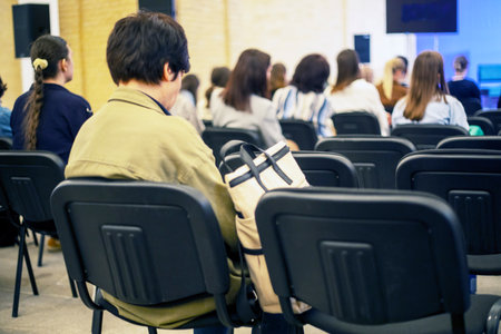 students listeners at a scientific conference. Science and educationの写真素材