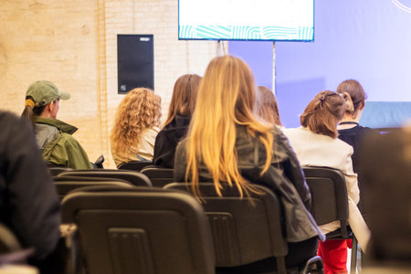 students listeners at a scientific conference. Science and education