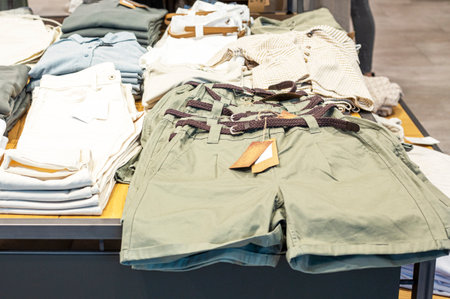 stylish summer and beachwear in the supermarket. Beginning of the seasonの写真素材