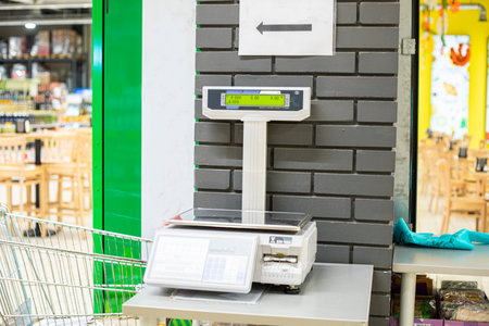 fruit and vegetable weights, self-service in a supermarket