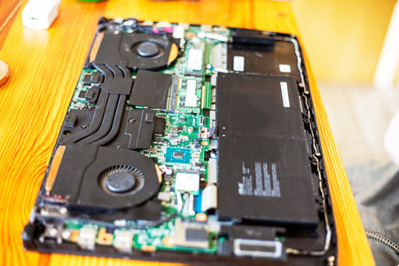 laptop repairman. Broken equipment service