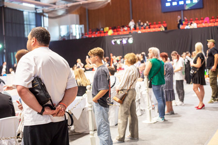 watch the tournament in ballroom dancing on the parquet in Buchi on June 15, 2025 in Ukraineの写真素材