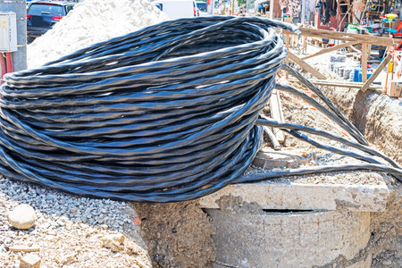 inspection of underground pipes in a special trench on the sidewalk