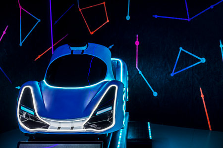 interior in the playroom with an interactive machineの写真素材