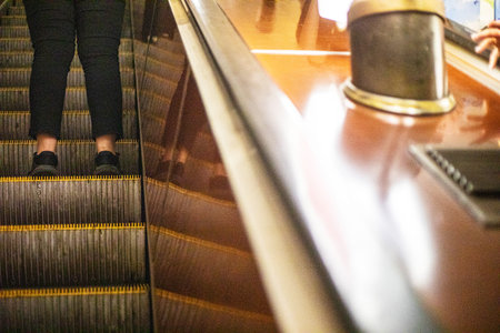 go up and down the escalator from the underground metro