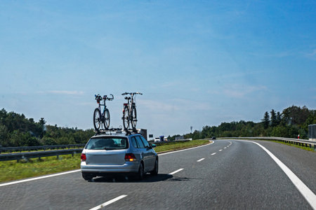 weekend trip by car and bicycles. Active recreation