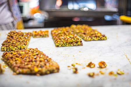 pistachios in caramel by weight. Travel to Sicilyの写真素材