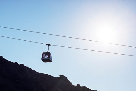 cable car to Etna volcano early in the morning