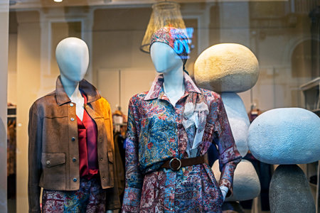 women's and men's clothing on mannequins. Fashion and style