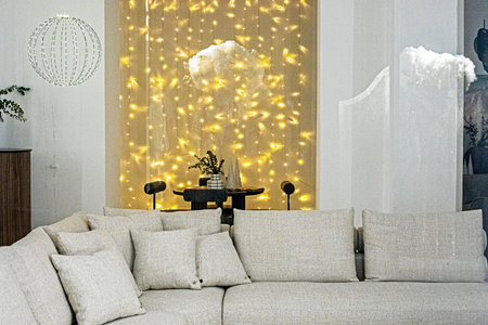 stylish festive interior before Christmas. A cozy home.の写真素材