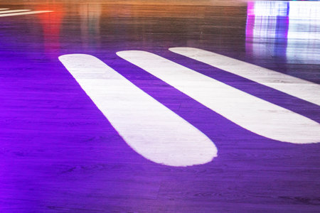 Bright festive lighting of the dance floor before the tournamentの写真素材