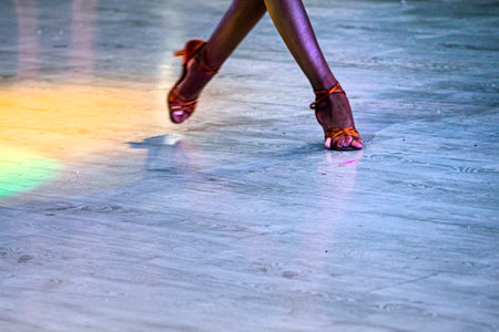 dancer's legs in a Latin American program on the dance floor.の写真素材