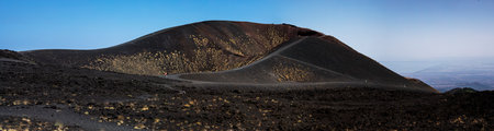 Beautiful panoramic mountain landscape on Mount Etna with craters during the dayの写真素材