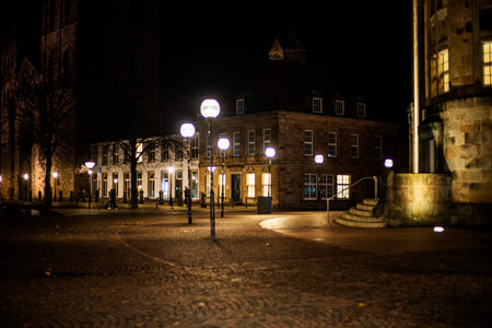 cozy nightlife of Osnabruck in northern Germany. Traveling through Europe.の写真素材