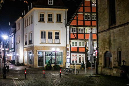 cozy nightlife of Osnabruck in northern Germany. Traveling through Europe.の写真素材