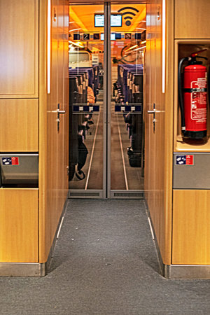 Modern interior of intercity trains in Europe. Travel