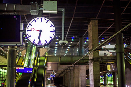 Round clocks in underground stations in Berlinの写真素材