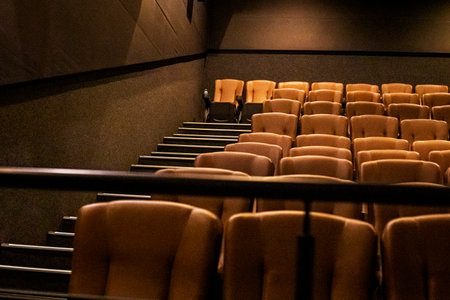 empty movie theater between movie screenings.の写真素材