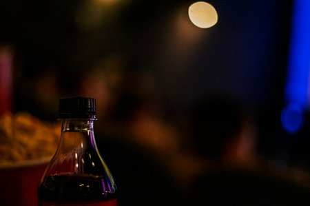 Popcorn and a drink in the cinema hall before a movieの写真素材