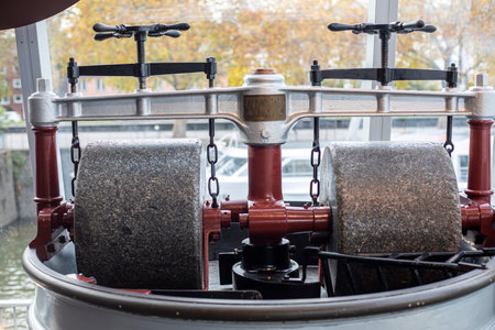 industrial press for processing grain, legumes, and olivesの写真素材